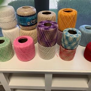 Lot of (16) assorted crochet threads cotton